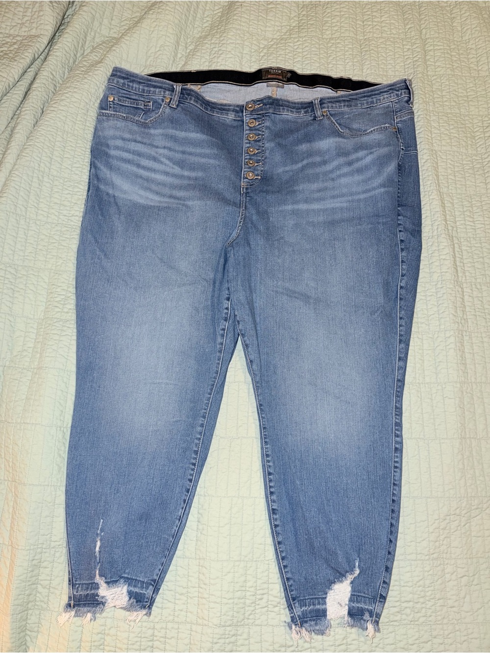 Torrid Button-Front Distressed Ankle Jeans